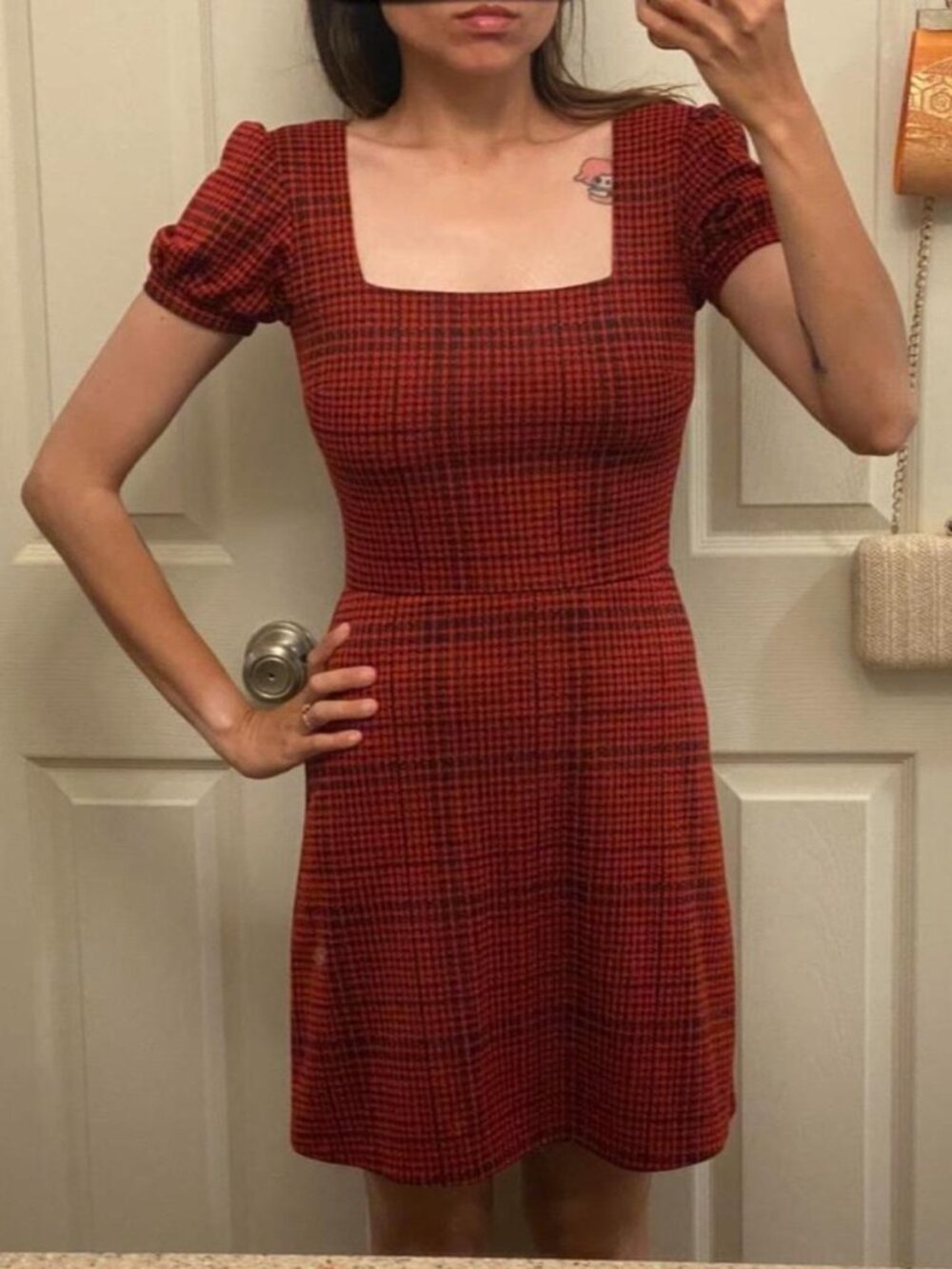 Aqua Red Checkered 50's Inspired Dress